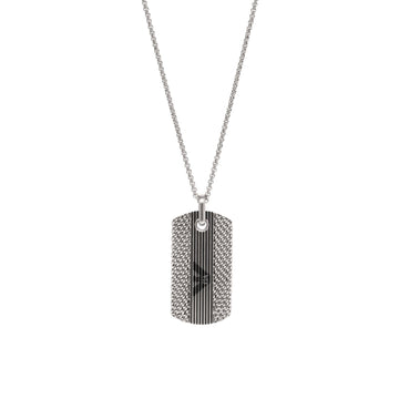 Ανδρικό κολιέ Emporio Armani EGS3149040 με ατσάλινη αλυσίδα σε ασημί χρώμα και κρεμαστό μοτίφ ταυτότητα σε ασημί χρώμα.